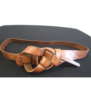 EUC! Ann Taylor Brown Leather "Knot" Belt Women Sz XS, 28"-30"